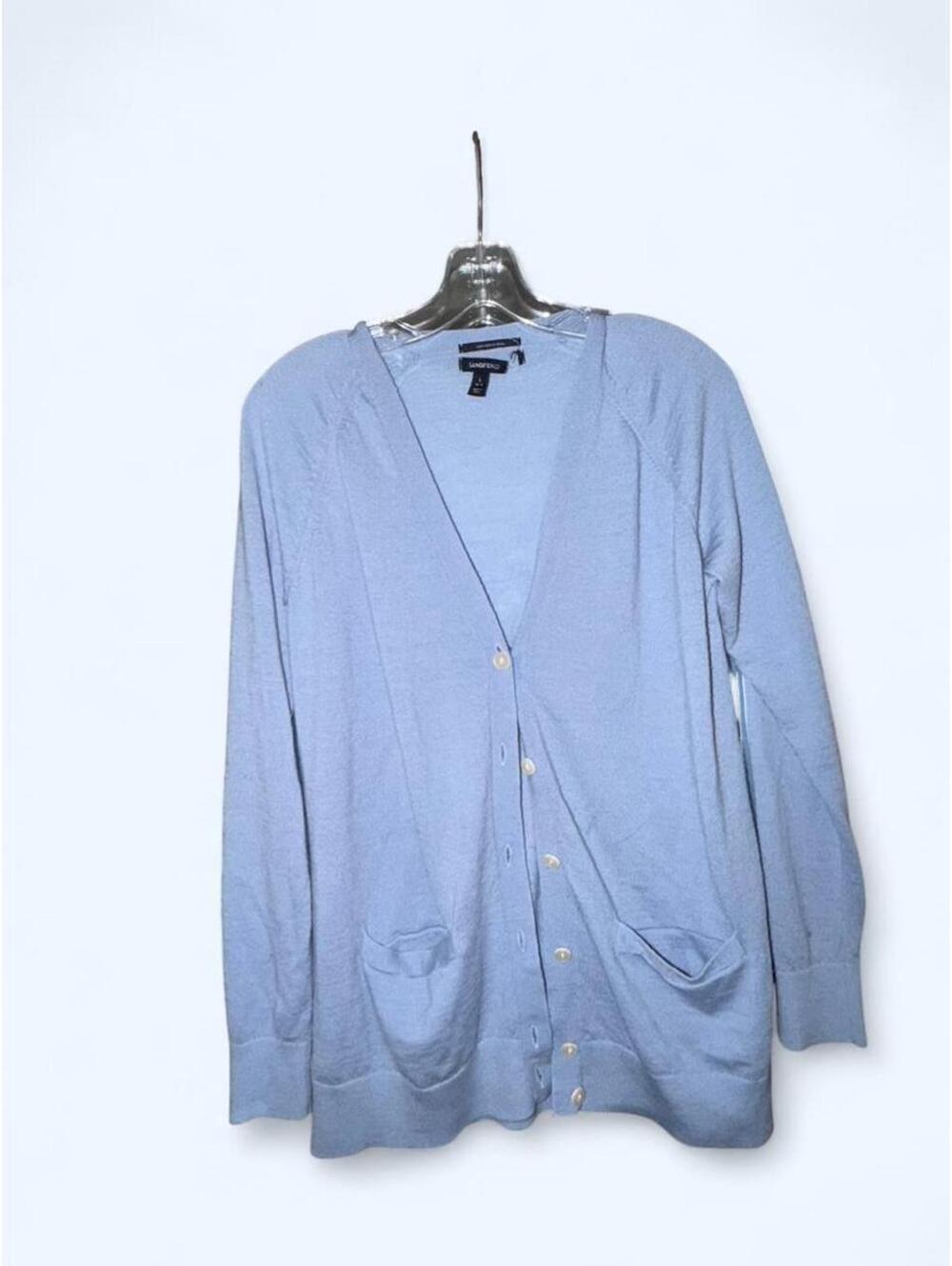 Lands' End blue cardigan with pockets Size L